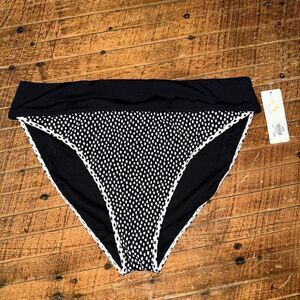 Freshwater black and white polka dot high waist swim bottoms